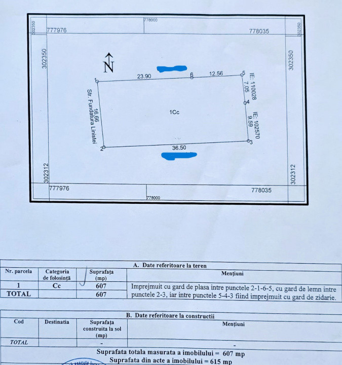 Valu lui Traian Teren cu fundație  proiect P+1 autorizat 607 mp
