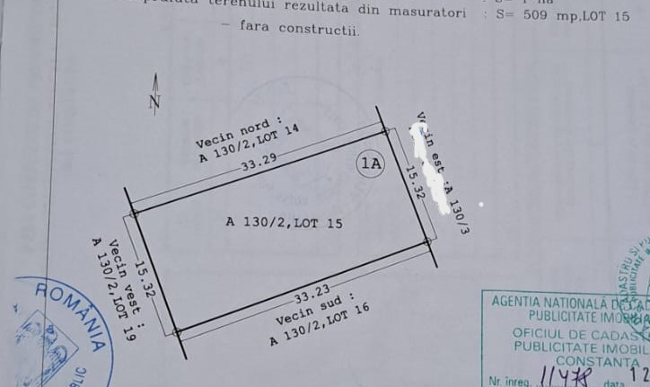 Teren Intravilan 509 mp Techirghiol deschidere 15 mp