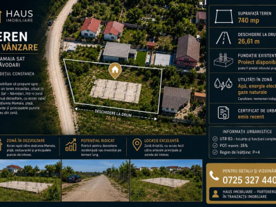 Teren intravilan Mamaia Sat  740 mp  Fundație  proiect predabil